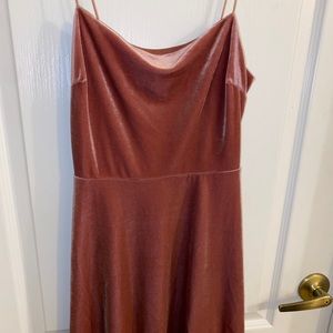 Urban Outfitters Pink Velvet Dress Small Spaghetti Strap Trendy Mini Square neck